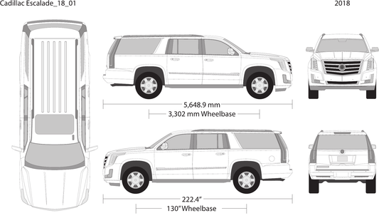 2018 Cadillac Escalade vector wrap template V01, Design-Ready PDF - GravBase