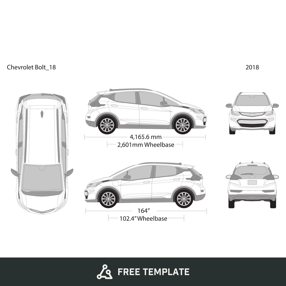 2018 Chevy Bolt free vector vehicle wrap template - GravBase