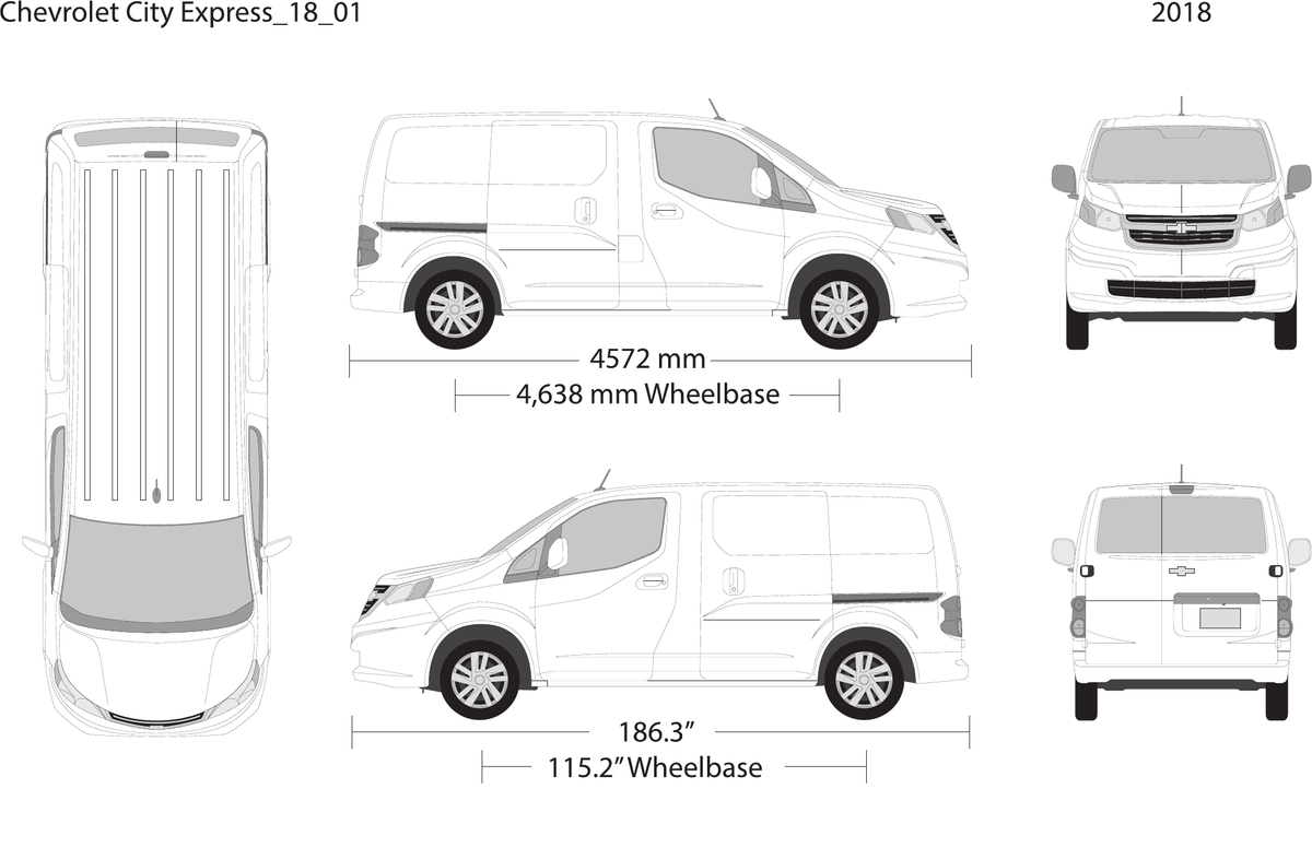 2018 Chevy City Express vector wrap template, Design-Ready PDF - GravBase