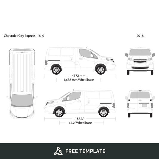 2018 Chevy City Express free vector vehicle wrap template - GravBase