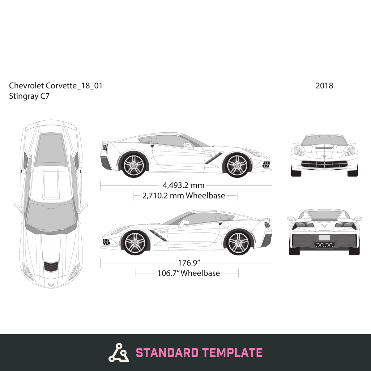 2018 Chevy Corvette vector wrap template, Design-Ready PDF - GravBase