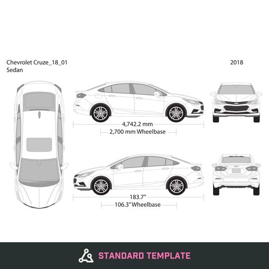 2018 Chevy Cruze vector wrap template V01, Design-Ready PDF - GravBase