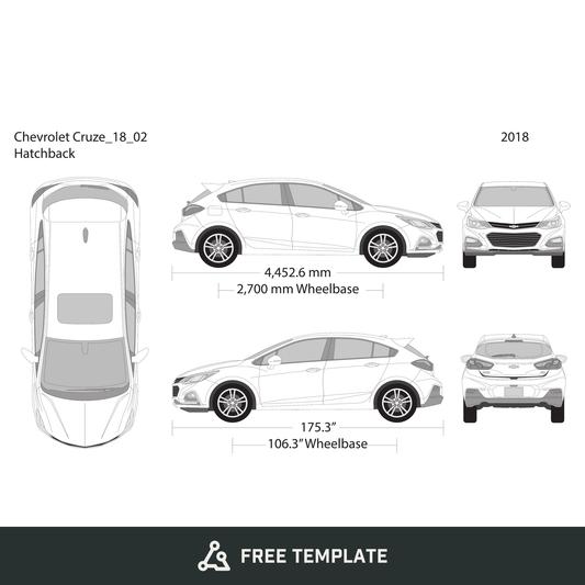 2018 Chevy Cruze free vector vehicle wrap template - GravBase