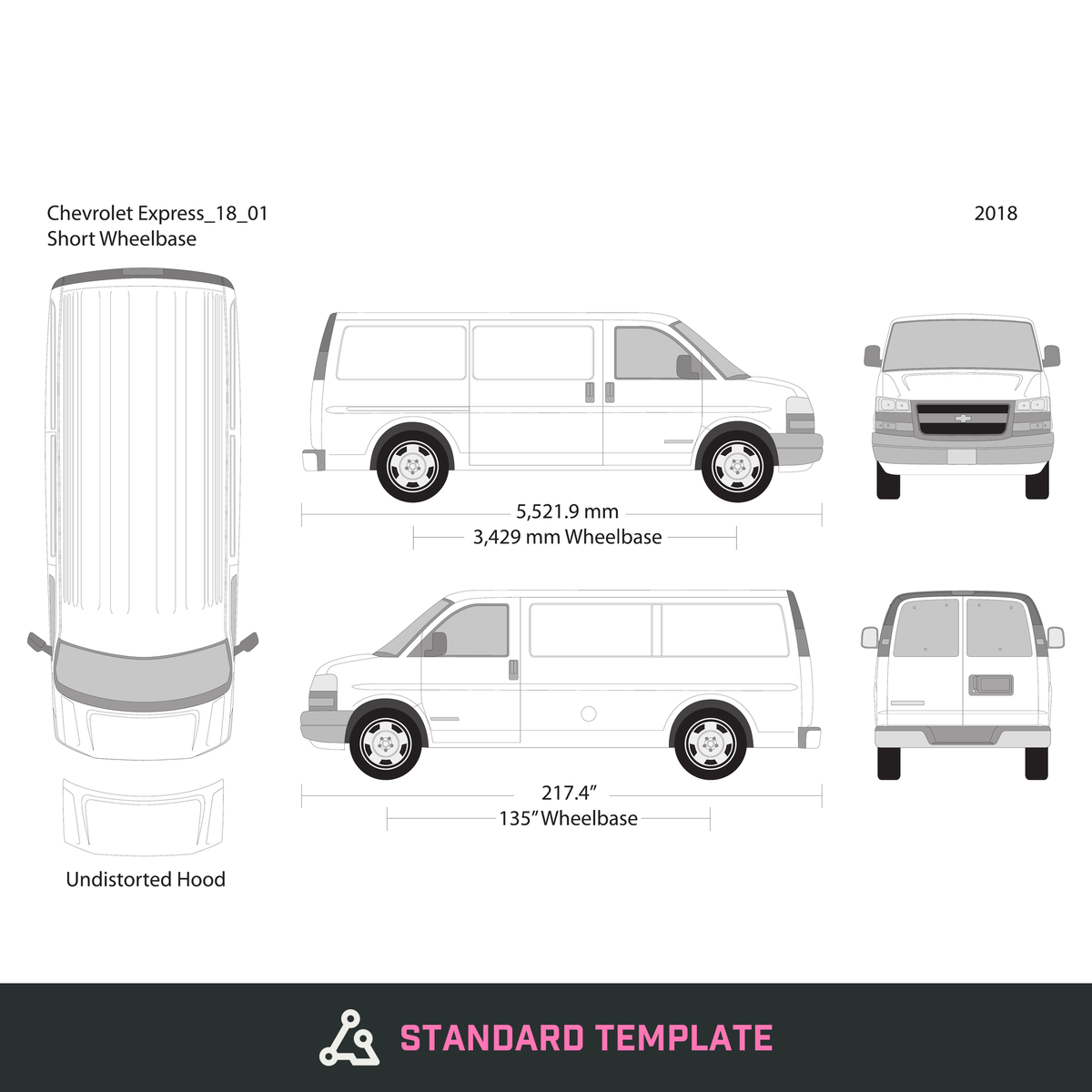 2018 Chevy Express vector wrap template V01, Design-Ready PDF - GravBase