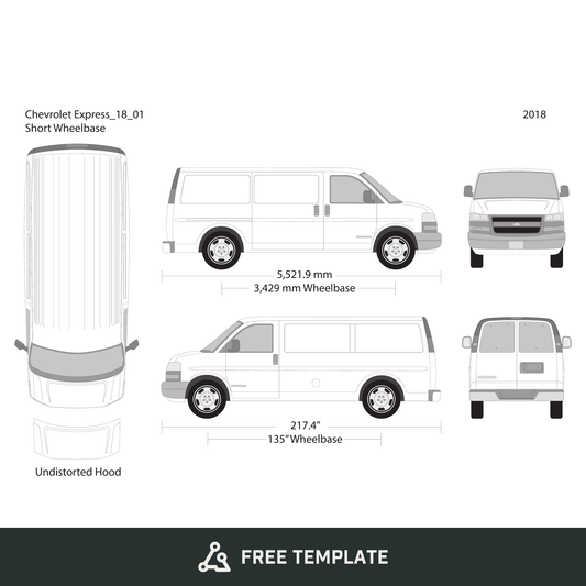 2018 Chevy Express free vector vehicle wrap template - GravBase