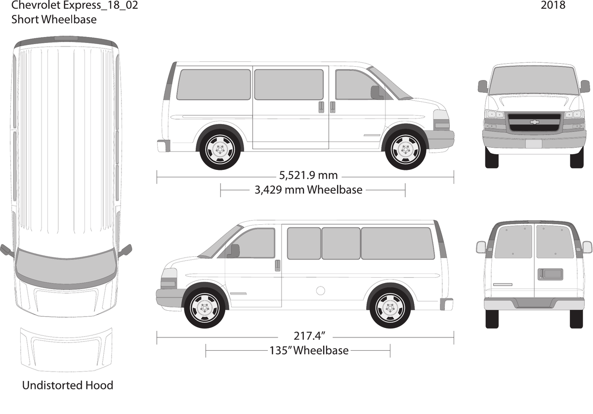 2018 Chevy Express vector wrap template V02, Design-Ready PDF - GravBase