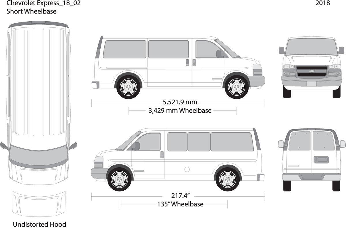 2018 Chevy Express V02 Vehicle Wrap Template