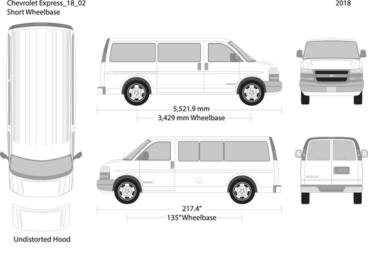 2018 Chevy Express V02 Vehicle Wrap Template