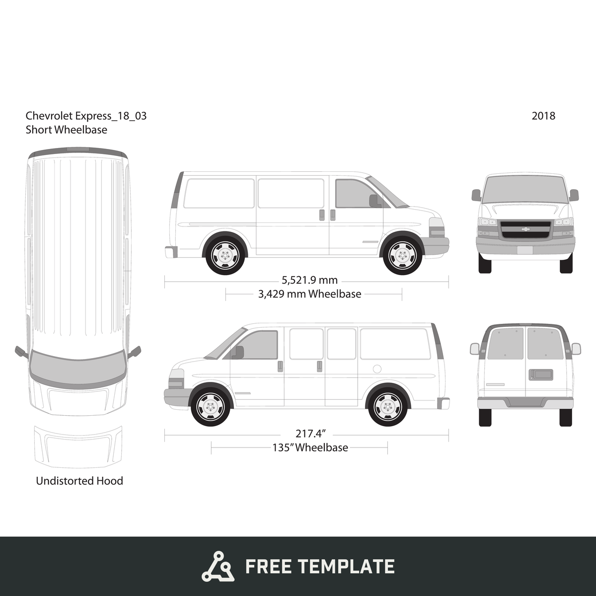 2018 Chevy Express free vector vehicle wrap template - GravBase