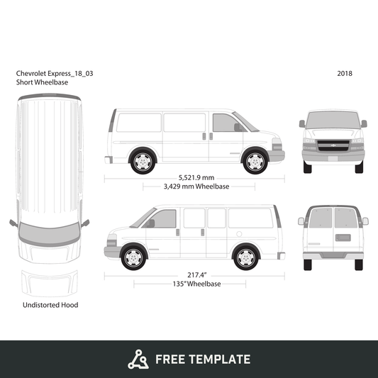 2018 Chevy Express free vector vehicle wrap template - GravBase