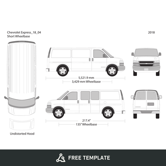 2018 Chevy Express free vector vehicle wrap template - GravBase