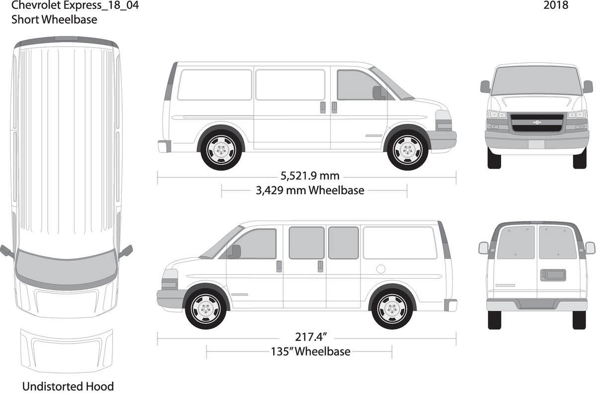 2018 Chevy Express V04 Vehicle Wrap Template