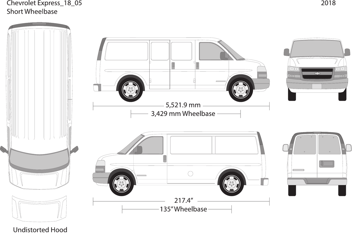 2018 Chevy Express vector wrap template V05, Design-Ready PDF - GravBase