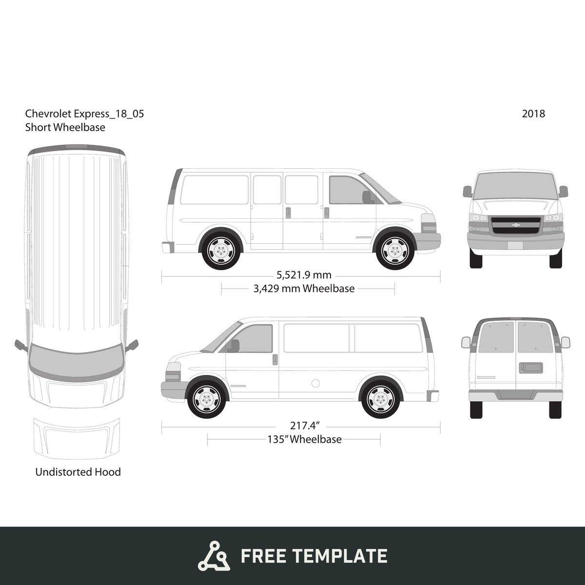 2018 Chevy Express free vector vehicle wrap template - GravBase
