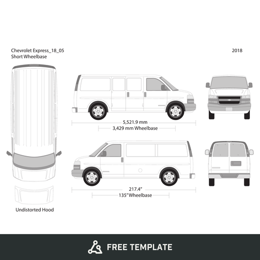 2018 Chevy Express free vector vehicle wrap template - GravBase