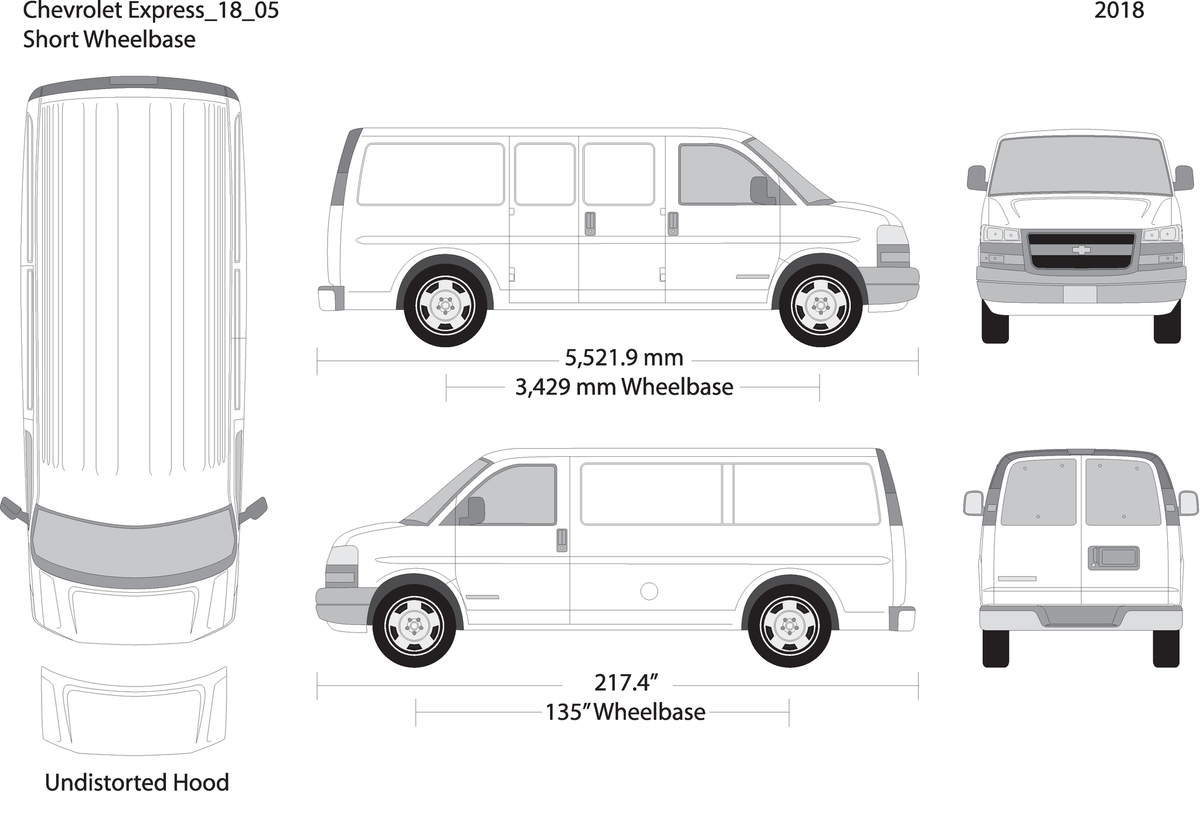 2018 Chevy Express V05 Vehicle Wrap Template