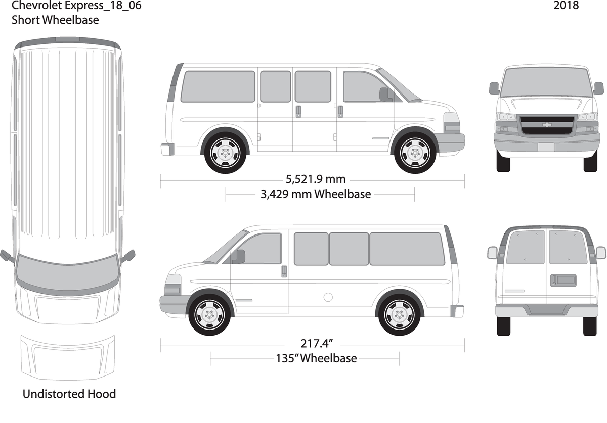 2018 Chevy Express V06 Vehicle Wrap Template