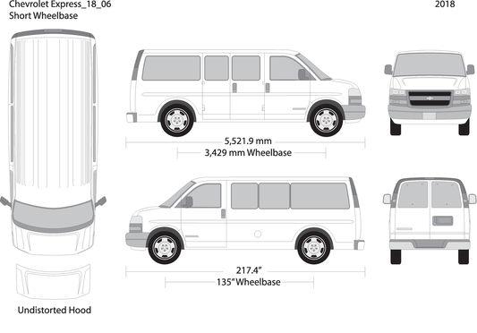 2018 Chevy Express V06 Vehicle Wrap Template