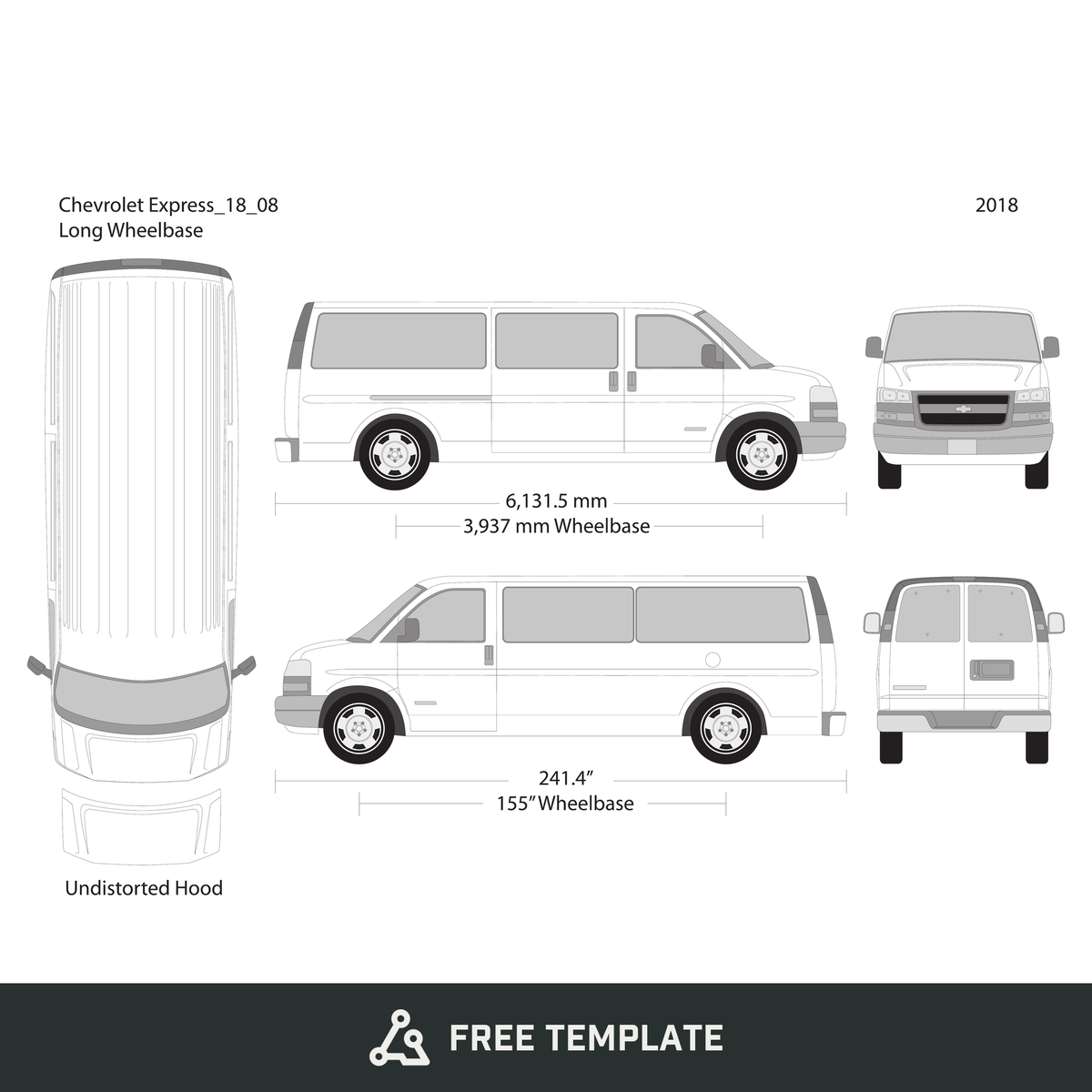 2018 Chevy Express free vector vehicle wrap template - GravBase