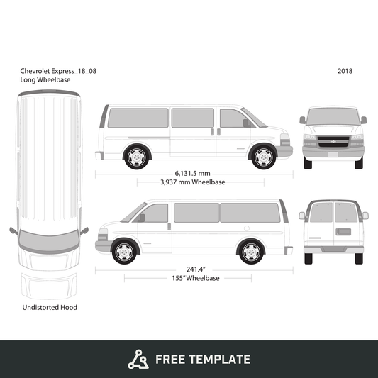 2018 Chevy Express free vector vehicle wrap template - GravBase