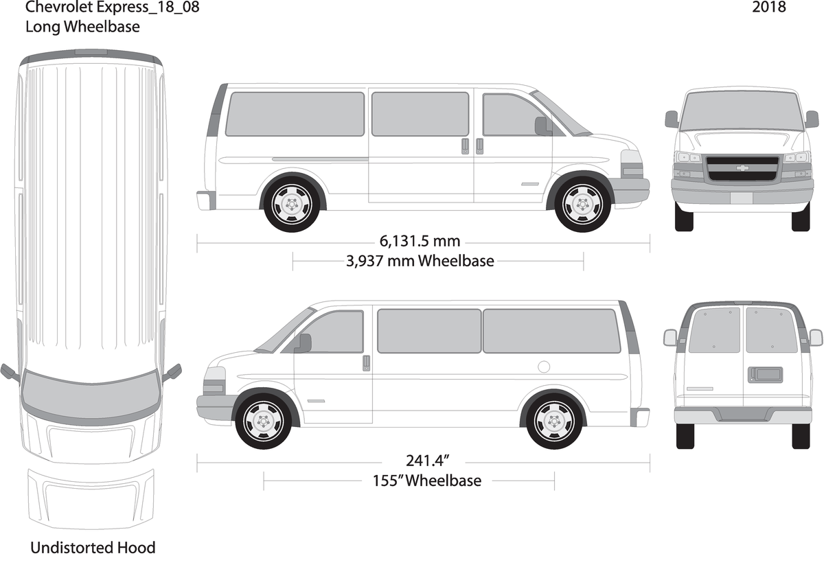 2018 Chevy Express V08 Vehicle Wrap Template