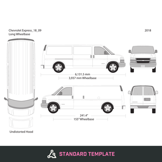 2018 Chevy Express vector wrap template V09, Design-Ready PDF - GravBase