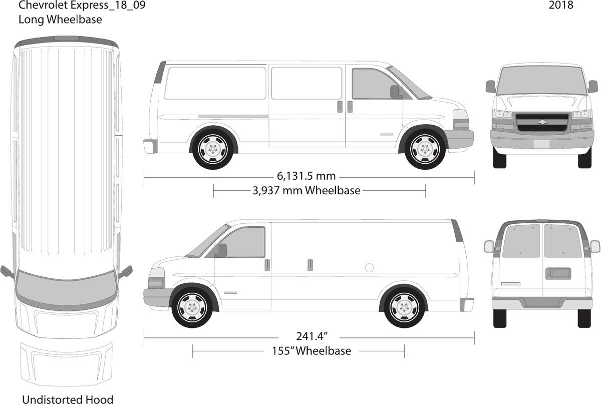 2018 Chevy Express vector wrap template V09, Design-Ready PDF - GravBase