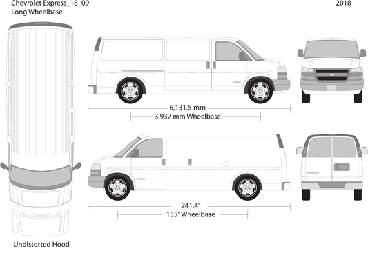2018 Chevy Express vector wrap template V09, Design-Ready PDF - GravBase