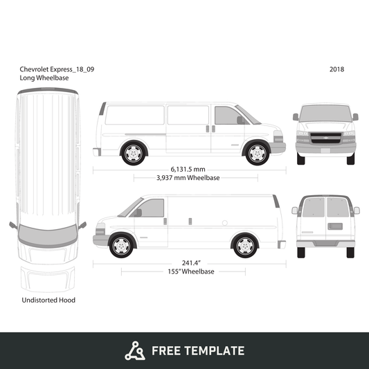 2018 Chevy Express free vector vehicle wrap template - GravBase