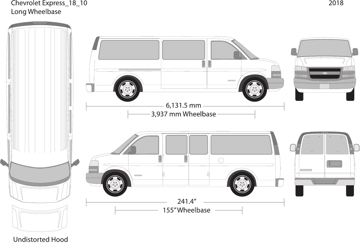 2018 Chevy Express vector wrap template V10, Design-Ready PDF - GravBase