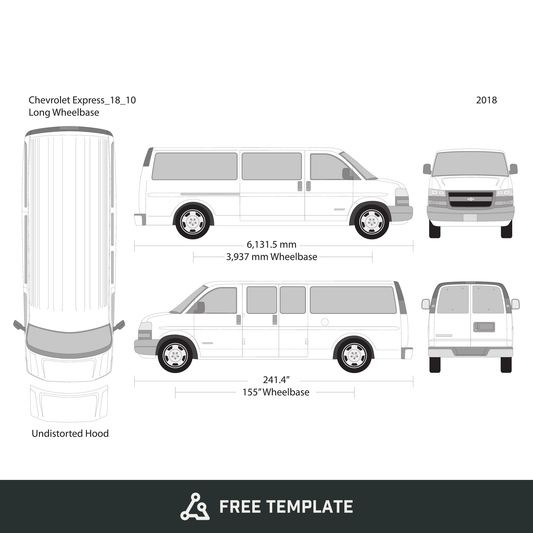 2018 Chevy Express free vector vehicle wrap template - GravBase