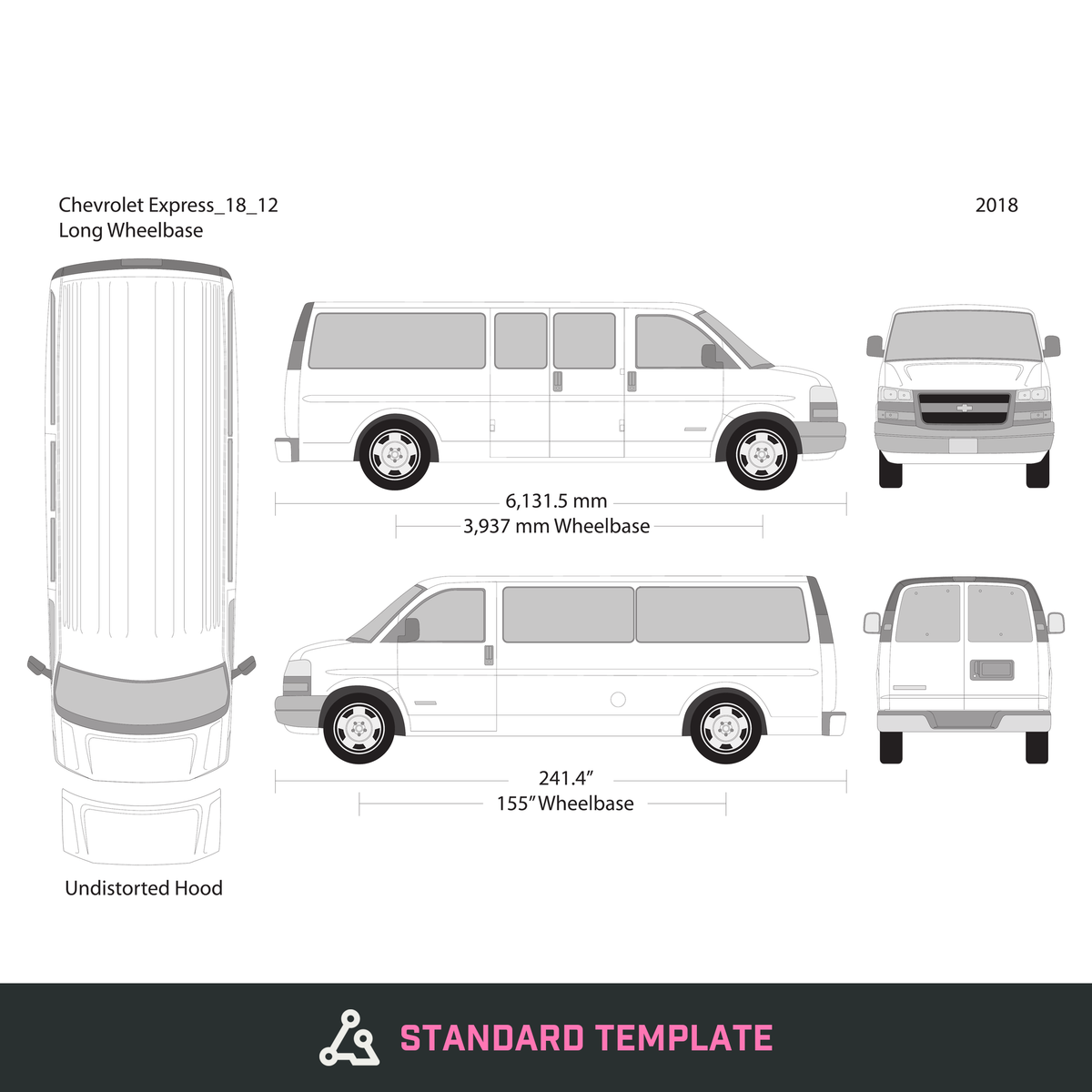 2018 Chevy Express vector wrap template V12, Design-Ready PDF - GravBase