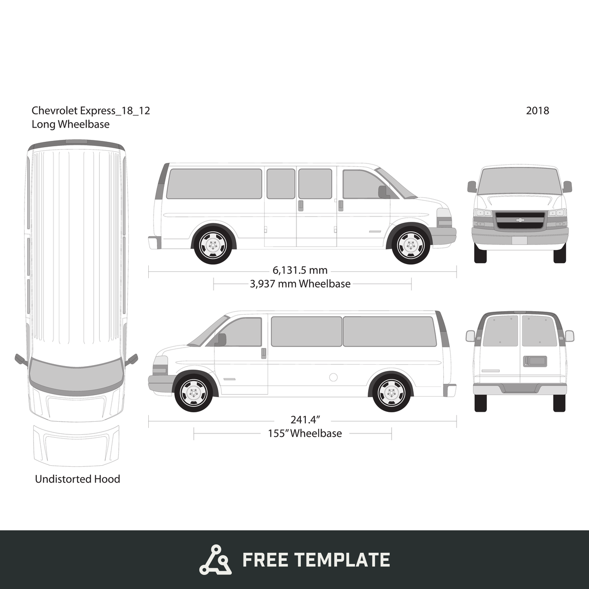 2018 Chevy Express free vector vehicle wrap template - GravBase