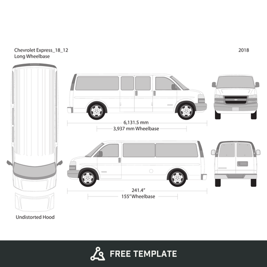 2018 Chevy Express free vector vehicle wrap template - GravBase