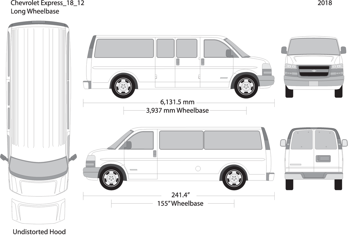 2018 Chevy Express V12 Vehicle Wrap Template
