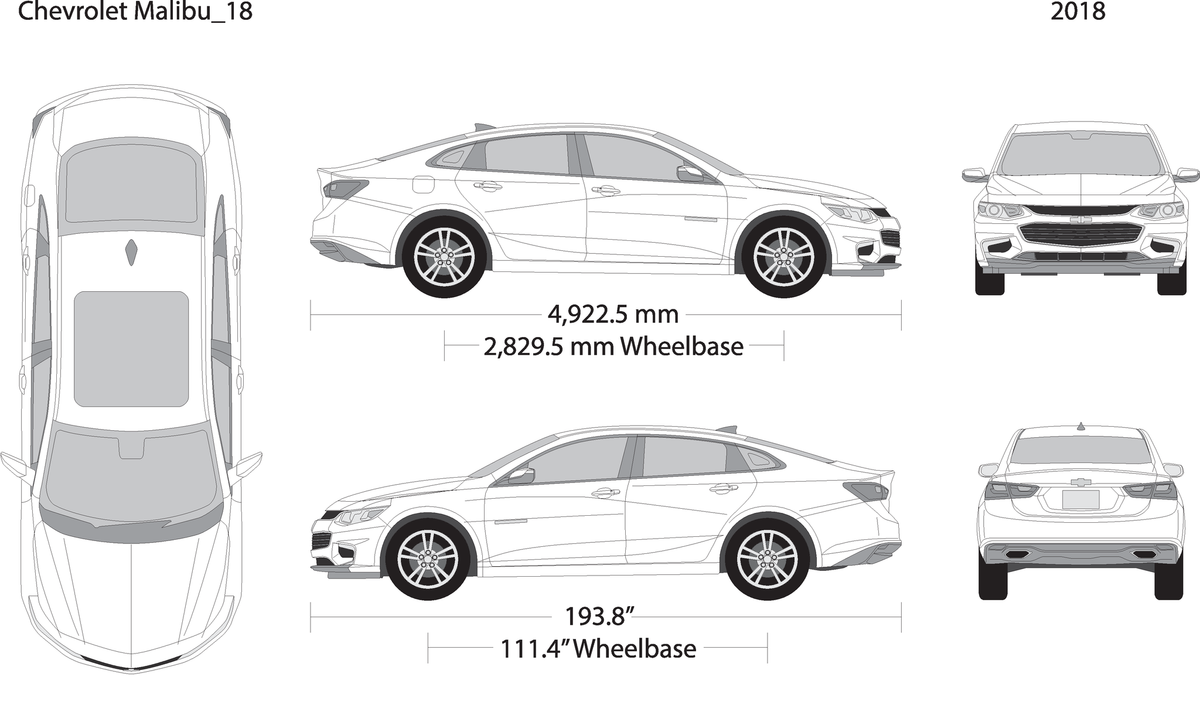 2018 Chevy Malibu V18 Vehicle Wrap Template