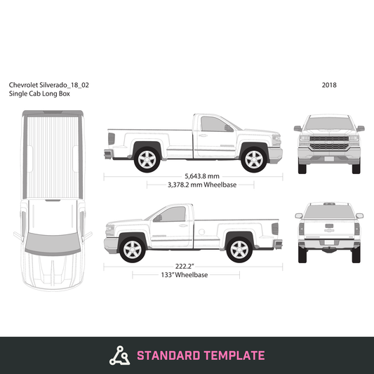 2018 Chevy Silverado 1500 vector wrap template V02, Design-Ready PDF - GravBase