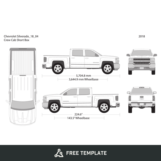 2018 Chevy Silverado 1500 free vector vehicle wrap template - GravBase