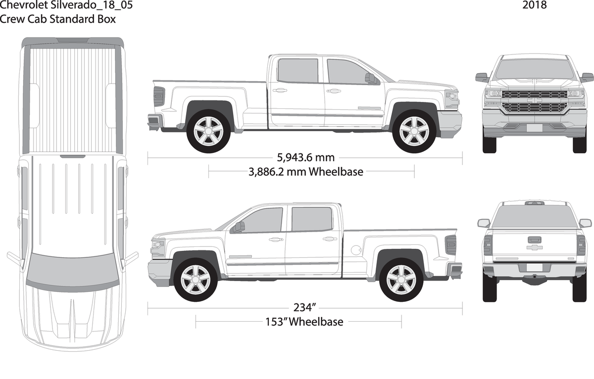 2018 Chevy Silverado 1500 V05 Vehicle Wrap Template