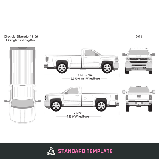 2018 Chevy Silverado 2500-3500 HD vector wrap template V06, Design-Ready PDF - GravBase