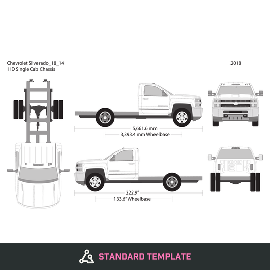 2018 Chevy Silverado 2500-3500 HD vector wrap template V14, Design-Ready PDF - GravBase