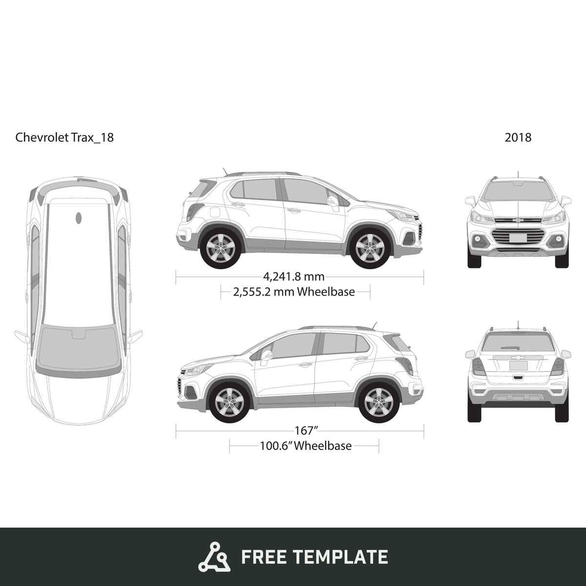 2018 Chevy Trax free vector vehicle wrap template - GravBase