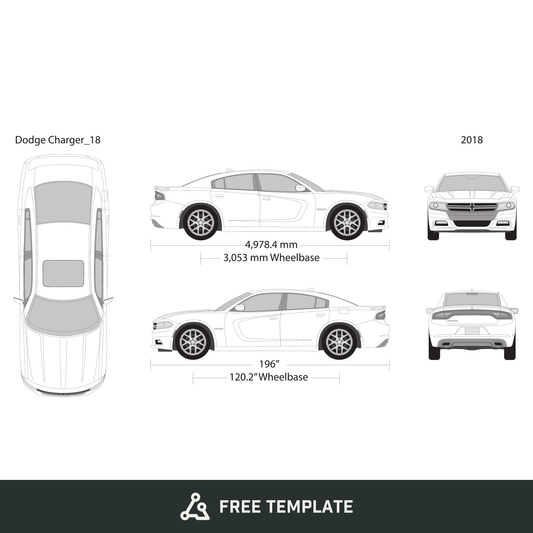 2018 Dodge Charger free vector vehicle wrap template - GravBase