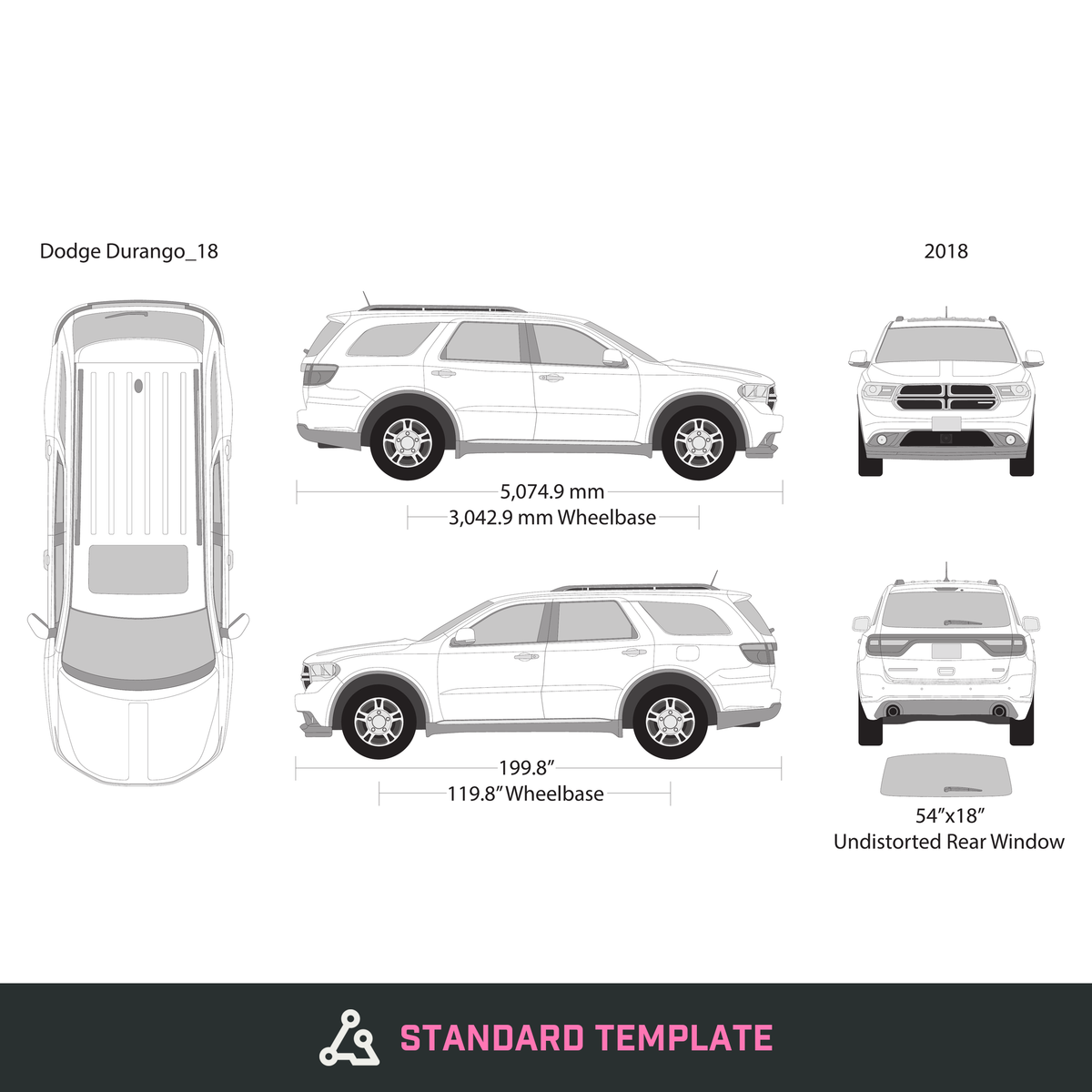 2018 Dodge Durango vector wrap template, Design-Ready PDF - GravBase