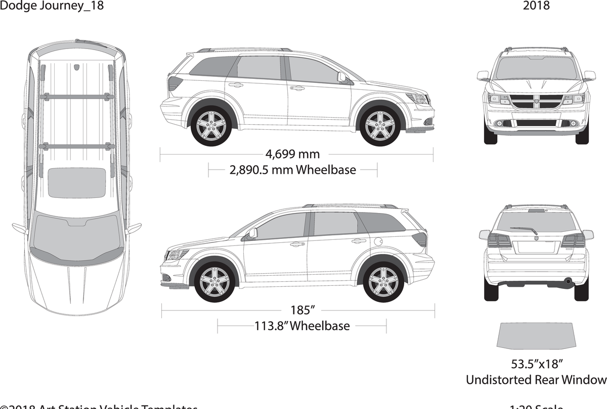 2018 Dodge Journey V18 Vehicle Wrap Template