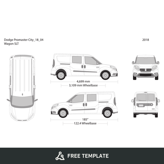 2018 Dodge Promaster City free vector vehicle wrap template - GravBase
