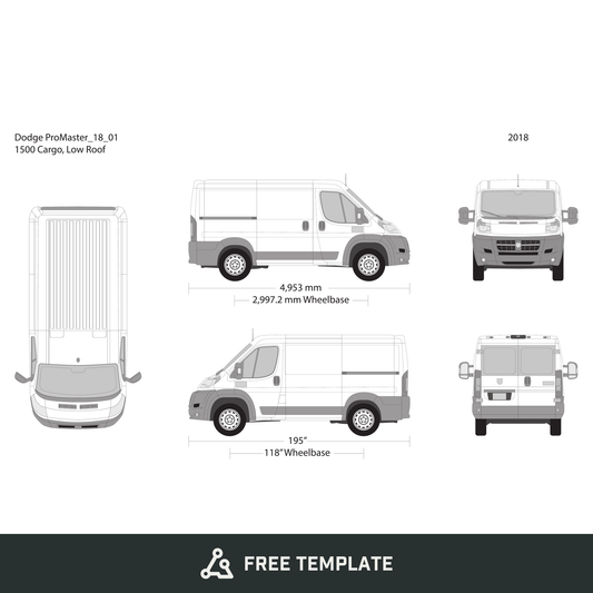 2018 Dodge Promaster free vector vehicle wrap template - GravBase