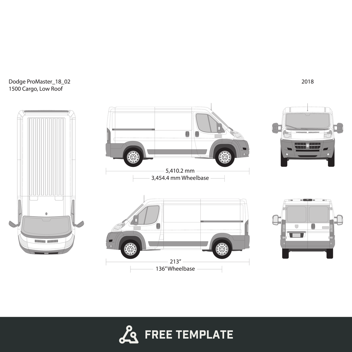 2018 Dodge Promaster free vector vehicle wrap template - GravBase