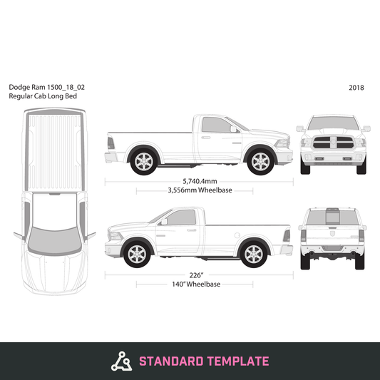 2018 Dodge Ram 1500 vector wrap template V02, Design-Ready PDF - GravBase