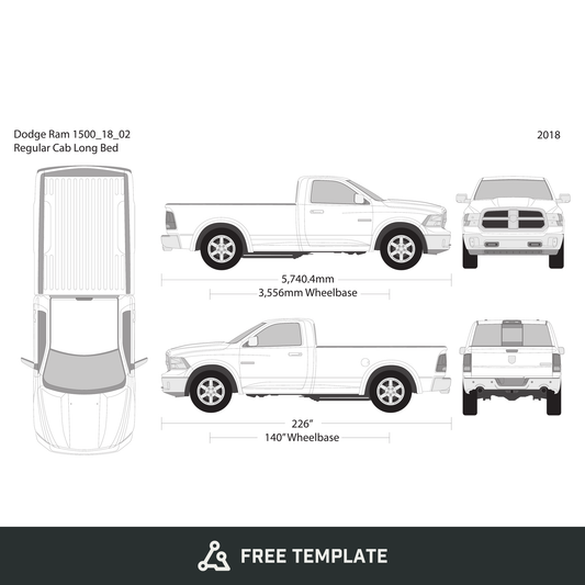 2018 Dodge Ram 1500 free vector vehicle wrap template - GravBase